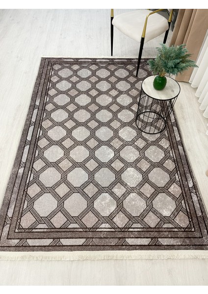 Kahve Vizon Renk Kabartmalı Görünüm Lateks Deri Taban Halı modelleri