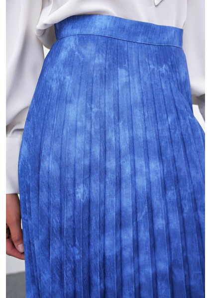 Pileli Desenli Indigo Etek ETK-0155