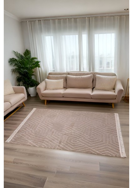 Dekoratif Bergama Serisi Salon Oturma Odası Mutfak Kesme Yolluk Makine Halısı 9802A