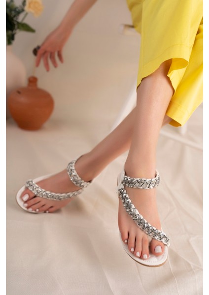 Sasha Anatomik Parmak Arası Taşlı Günlük Sandalet fiyatları