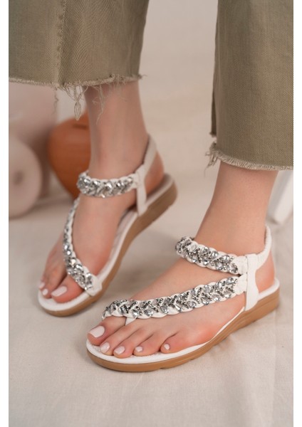 Sasha Anatomik Parmak Arası Taşlı Günlük Sandalet modelleri