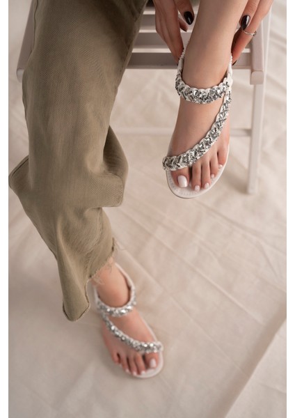 Sasha Anatomik Parmak Arası Taşlı Günlük Sandalet indirimleri