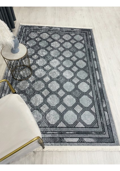 Gri Renk Kabartmalı Görünüm Lateks Deri Taban Halı