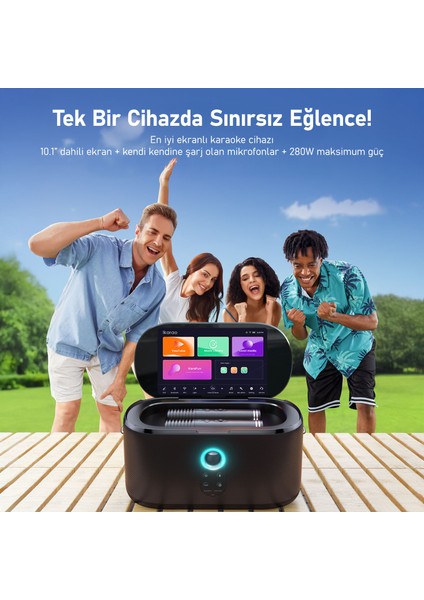 Partybox Mikrofon Standlı Shell S1 280W Karaoke Bluetooth Hoparlör SETI-TYS125MIC