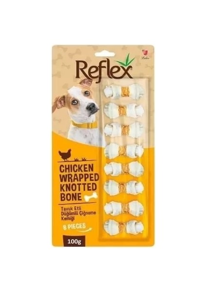 Tavuk Etli Çift Düğümlü Sekizli Çiğneme Kemiği Köpek Ödülü 100 gr
