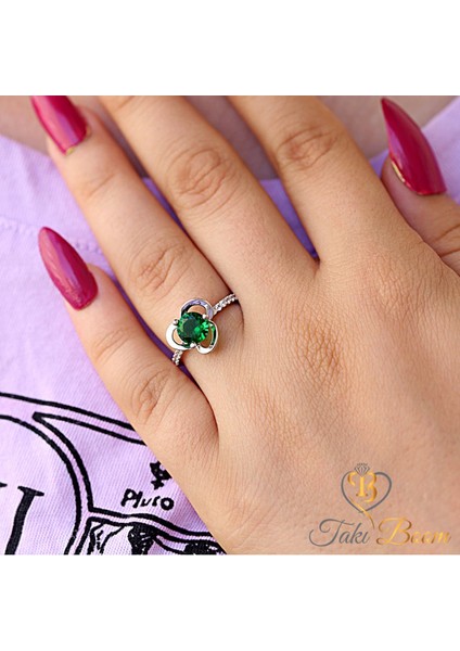 Zümrüt Beyaz Taşlı Pervane Yüzük, Tektaş Kadın Yüzük fırsatları