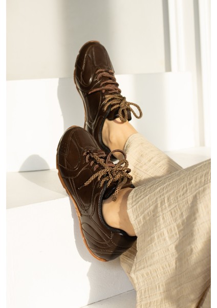 Bellıve Acı Kahve Cilt Çift Bağcık Trend Model Sneaker fiyatları