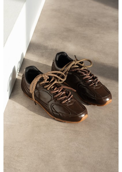 Bellıve Acı Kahve Cilt Çift Bağcık Trend Model Sneaker fırsatları