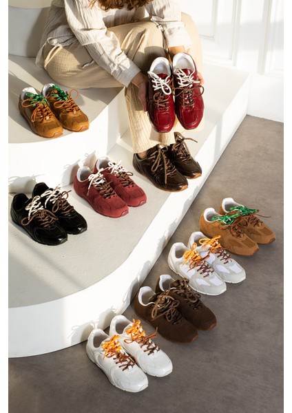 Bellıve Taba Cilt Çift Bağcık Trend Model Sneaker indirimleri