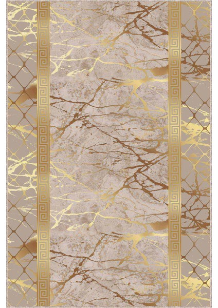 Bej Gold Kaymaz Çerçeveli Kesme Rulo Özel Ölçü Yolluk AR755 modelleri