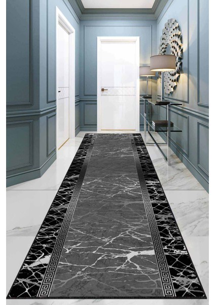 Füme Kaymaz Çerçeveli Kesme Rulo Özel Ölçülü Yolluk AR948