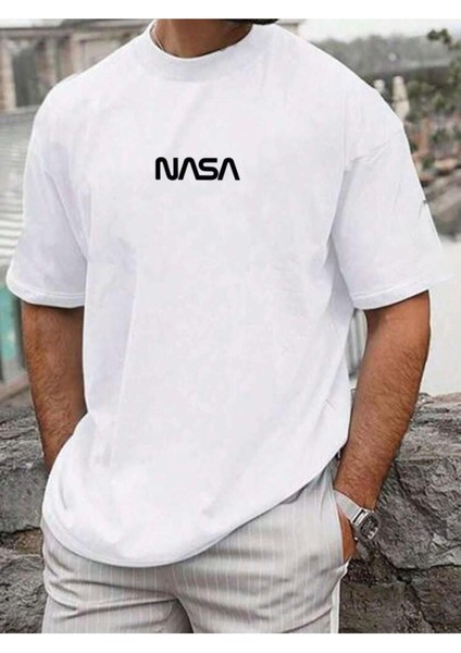 Nasa Yazı Baskılı Basic T-Shirt