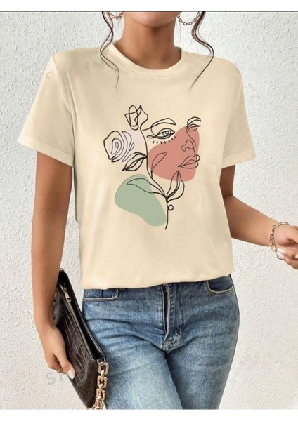 Portre Baskılı Basic T-Shirt fiyatları