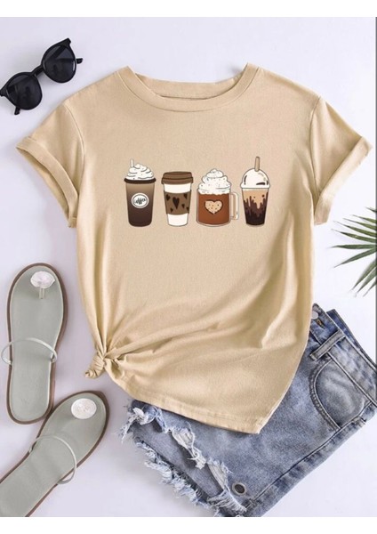 Coffe Baskılı Basic T-Shirt