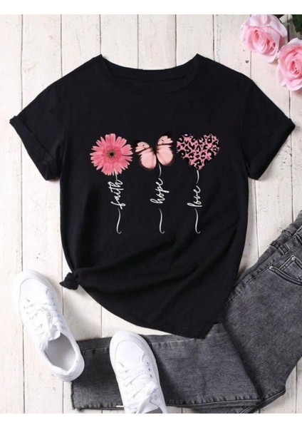 Hope Baskılı Basic T-Shirt