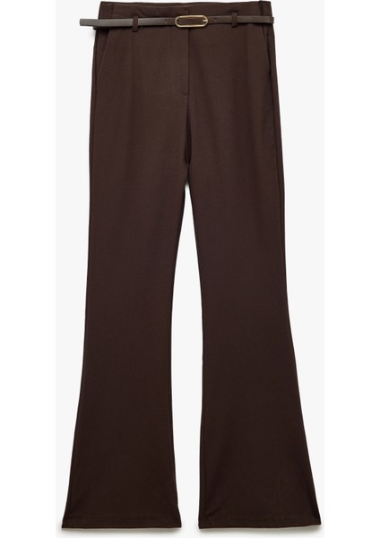 Kemerli Slim Fit Ispanyol Paça Kumaş Pantolon