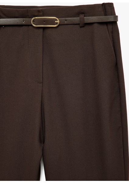 Kemerli Slim Fit Ispanyol Paça Kumaş Pantolon modelleri