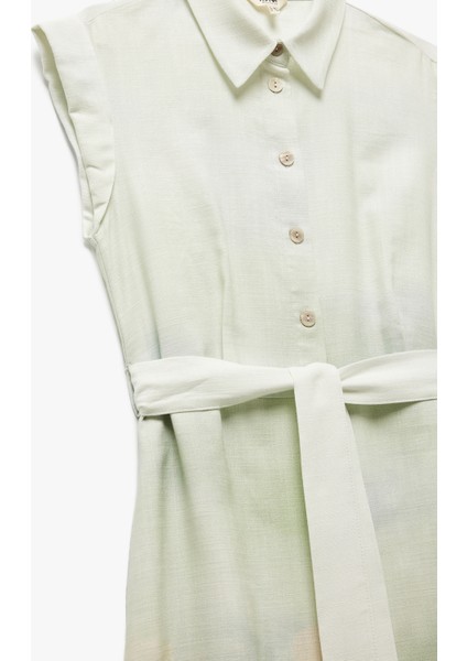 Kemer Detaylı Kolsuz Viskon Manzara Desenli Uzun Çiçekli Gömlek Elbise modelleri