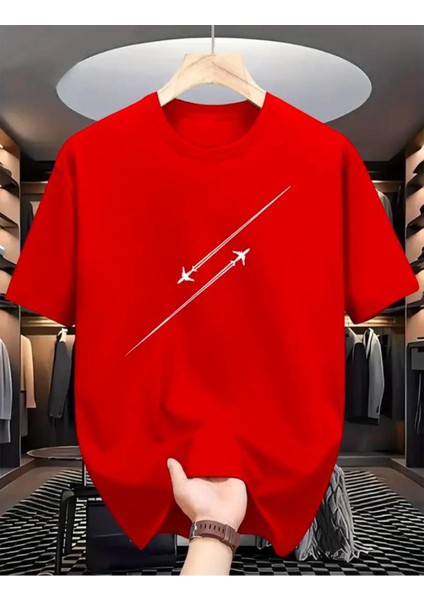 Uçak Detaylı Basic T-Shirt