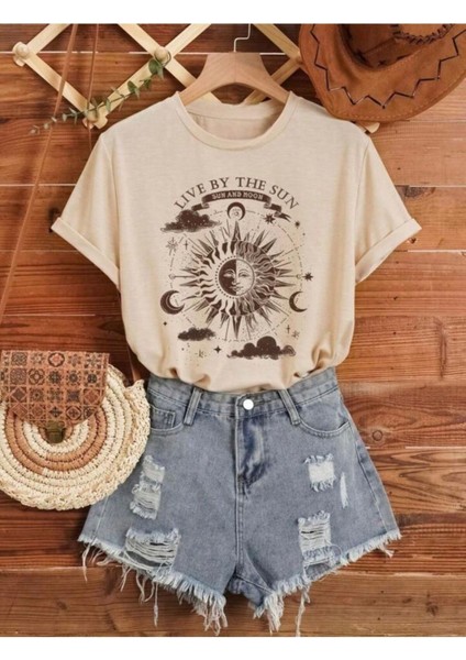 Lıve By Yazı Baskılı Basic T-Shirt