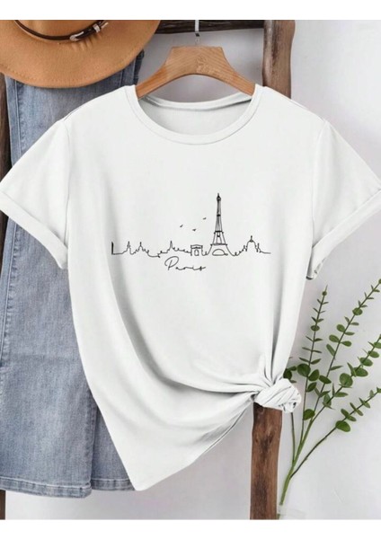 Rome Desen Baskılı Basic T-Shirt