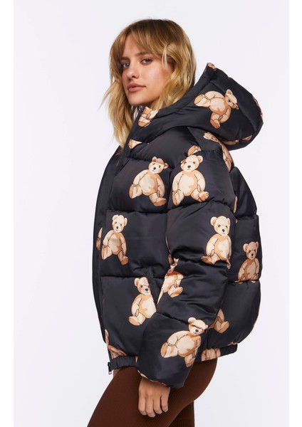 Ayıcık Baskılı Puffer Mont