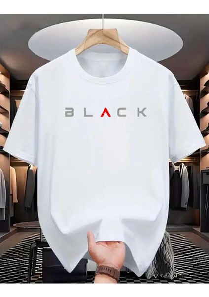 Black Yazı Detaylı Basic T-Shirt