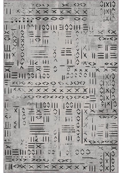 Gri Kaymaz Etnik Kesme Rulo Özel Ölçülü Yolluk AR1378 modelleri