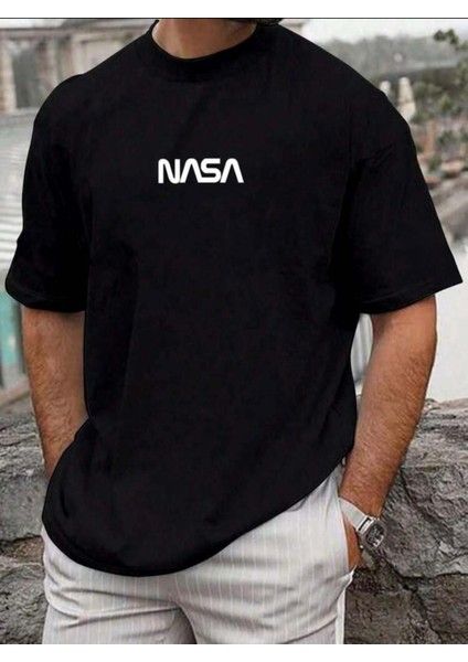 Nasa Yazı Baskılı Basic T-Shirt