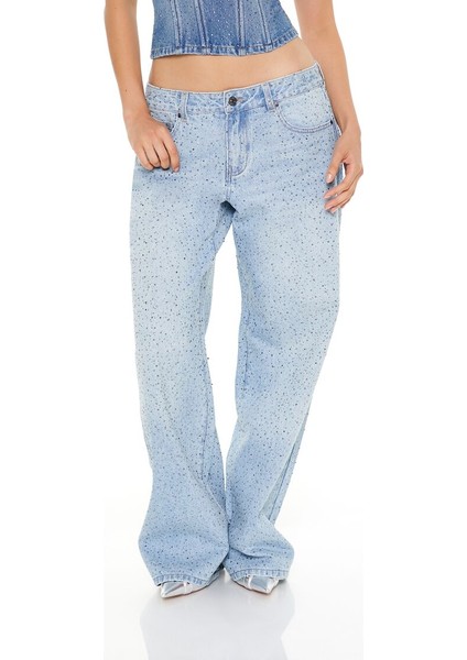 Taşlı Baggy Jean Pantolon
