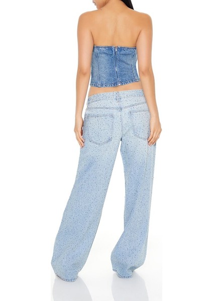 Taşlı Baggy Jean Pantolon