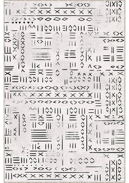 Açık Gri Kaymaz Etnik Kesme Rulo Özel Ölçülü Yolluk AR1375 modelleri