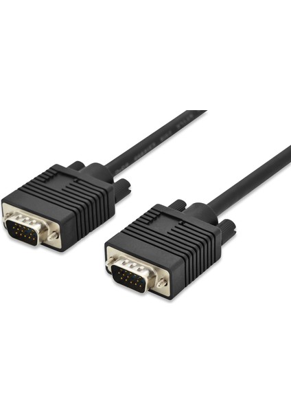 VGA Monitör Kablosu, DSUB 15 erkek &lt;=&gt; DSUB 15 erkek, 3 metre, CU, 3Coax/7C, AWG 28, 2x ferrite filtreli, UL, siyah renk