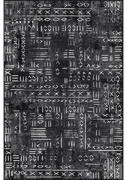 Siyah Kaymaz Etnik Kesme Rulo Özel Ölçülü Yolluk AR1372 modelleri