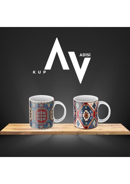 Türk Motif Desenli 2'li Set Kupa Bardak