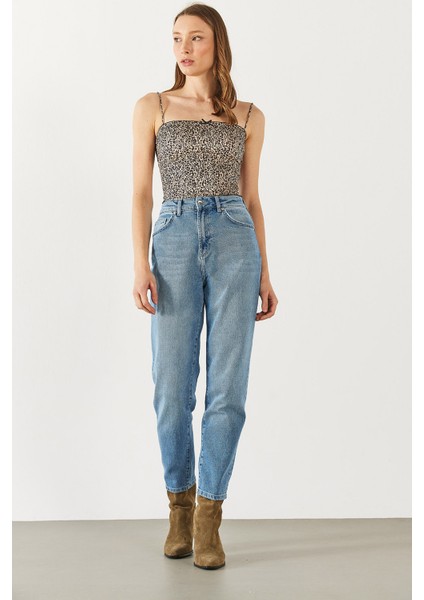 Maria Ice Blue Slim Mom Jean Pantolon - Ice Blue