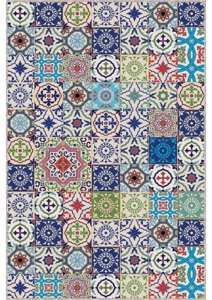 Renkli Kaymaz Çini Desen Kesme Rulo Özel Ölçülü Yolluk AR499 modelleri