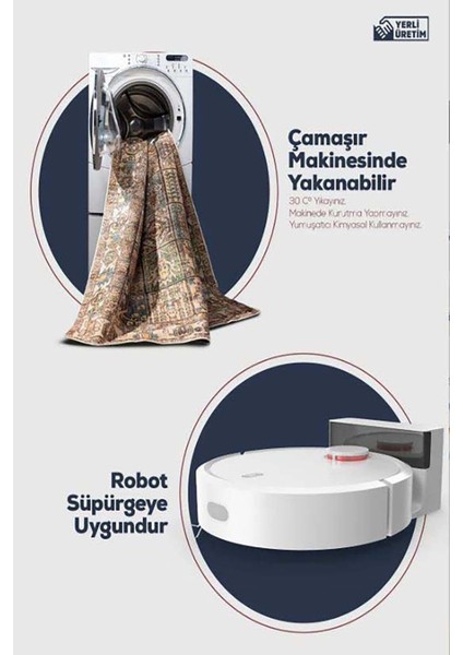 Dijital Baskılı Yıkanabilir Kaymaz Taban Salon ve Oturma Odası Halısı 4026H