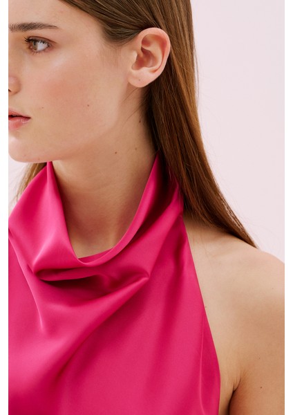 Sırt Dekolteli Degaje Yaka Saten Bluz Fuşya Y2513025_003 fırsatları