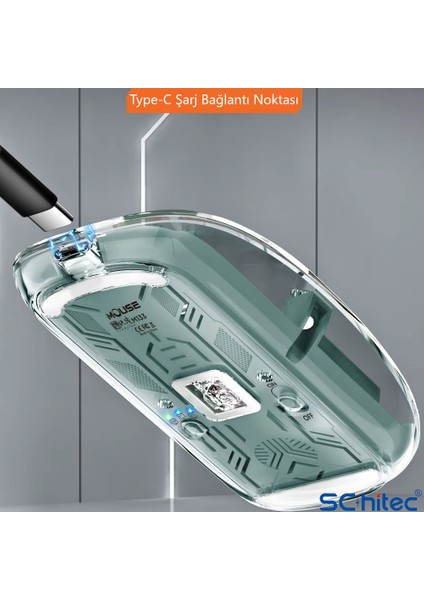 M377 Ultra Sessiz 3 Bağlantı Modlu 2xbluetooth Kablosuz Bağlantı + 2.4gh Gaming Type-C Şarjlı Mouse Pembe
