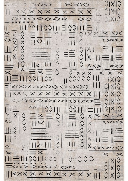 Bej Kaymaz Etnik Kesme Rulo Özel Ölçülü Yolluk AR1369 modelleri