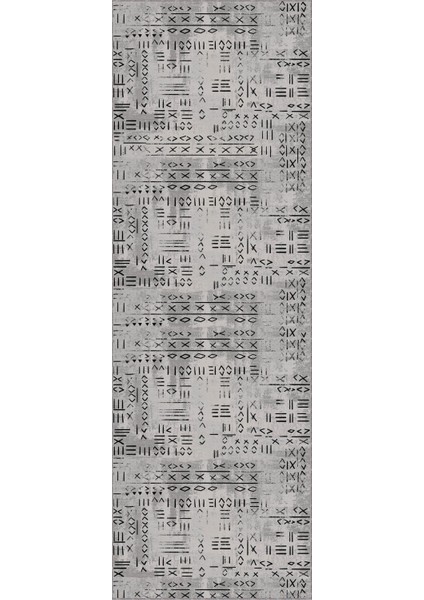 Gri Kaymaz Etnik Kesme Rulo Özel Ölçülü Yolluk AR1378
