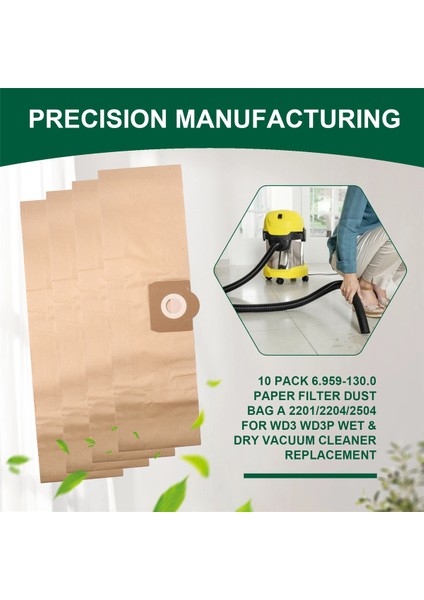 10 Paket 6.959-130.0 Kağıt Filtre Toz Torbası A 2201/2204/2504 Wd3 WD3P Islak ve Kuru Elektrikli Süpürge Yedeği (Yurt Dışından) indirimleri