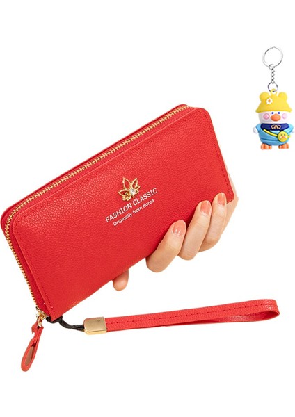 Bayan Uzun Cüzdan Fermuarlı Çanta Büyük Kapasiteli Clutch Deri Cüzdan Çok Fonksiyonlu Cep Telefonu Çantası Kadın (Yurt Dışından)