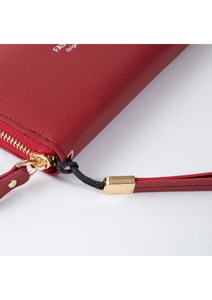 Bayan Uzun Cüzdan Fermuarlı Çanta Büyük Kapasiteli Clutch Deri Cüzdan Çok Fonksiyonlu Cep Telefonu Çantası Kadın (Yurt Dışından)