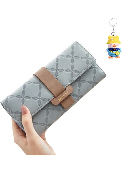 Bayan Cüzdan Uzun Moda Basit Üç Katlı Cüzdan Çok Fonksiyonlu Clutch Büyük Kapasiteli Boka Cüzdan (Yurt Dışından)