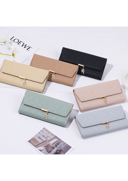 Kadın Cüzdan Uzun Büyük Kapasiteli Bayanlar Üç Katlı Clutch Deri Cüzdan (Yurt Dışından)