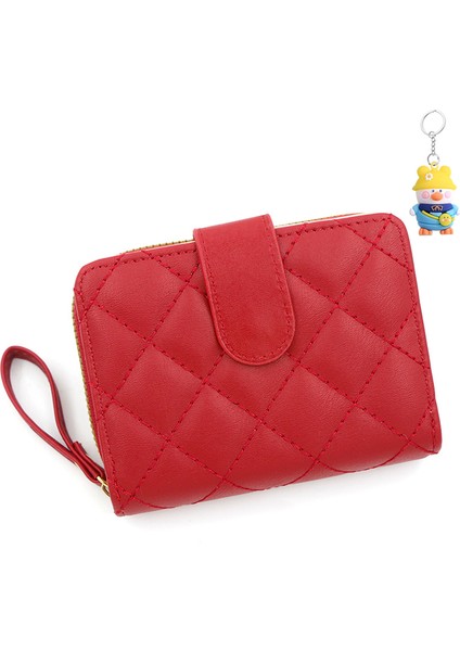 Basit Bayan Cüzdan Kısa Akordon Kart Yuvası Toka Para Cüzdanı Kimlik Çantası Fermuarlı Clutch (Yurt Dışından)