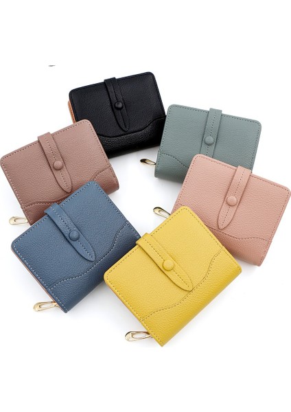 Moda Toka Bayan Cüzdan Kısa Çoklu Kart Yuvası Kimlik Çantası Para Cüzdanı Fermuarlı Clutch (Yurt Dışından)