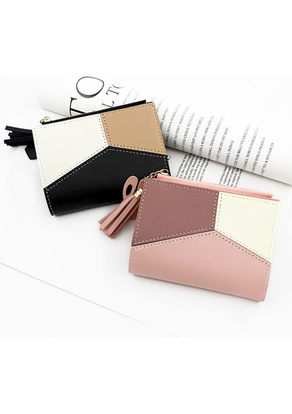 Moda Ekiş Bayan Cüzdan Kısa Büyük Kapasiteli Kız Cüzdan Püskül Küçük Kart Tutucu Yan Fermuarlı Para Cüzdanı (Yurt Dışından)